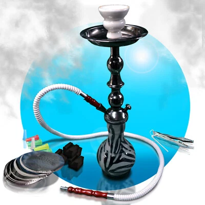 44,5 cm Shisha Wasserpfeife SET + Zubehör wählbar schwarz/weiß Thajir WP11W - Bild 1 von 3