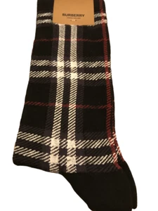 BURBERRY Vintage Check Intarsia Socks, Archive Black, Size: L - Picture 1 of 5