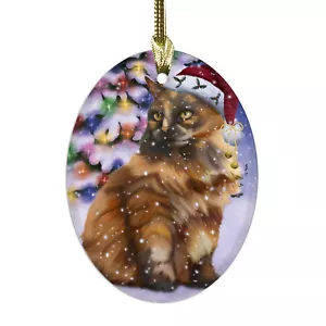 Winterland Wonderland Tartaruga Gatto Ovale Vetro Decorazione Natalizia da Appendere - Foto 1 di 1