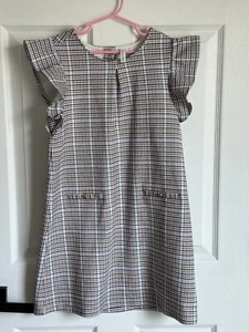 Janie & Jack Plaid Frilled Sleeve Dress - Size 10 Frilled sleeves Soft Kidcore - Picture 1 of 10