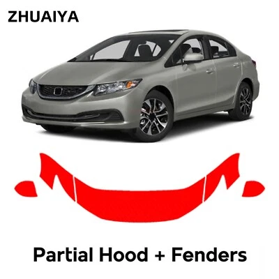 Película de protección de pintura PPF precortada para capó para Honda Civic sedán 2012-2015 Foto 1 de 4