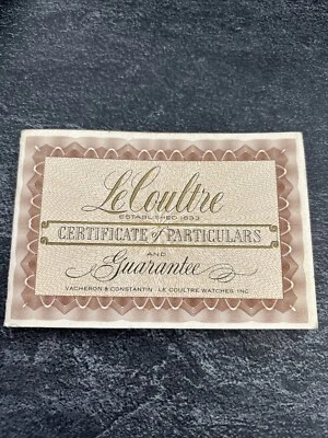 Raro Vacheron Constantin LeCoultre de colección garantía de error de impresión en blanco Foto 1 de 4