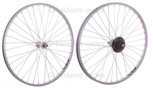26" PAIR Mountain Bike / Cycle Wheels + 7 Speed Freewheel - Picture 1 of 12