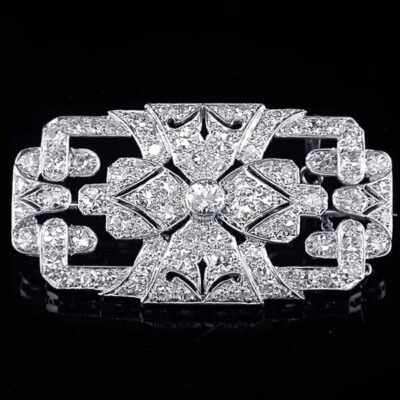 3.25CT Round Cut White Sapphire Royal Party Wear Women's Brooch In 935 Silver - Image 1 of 4