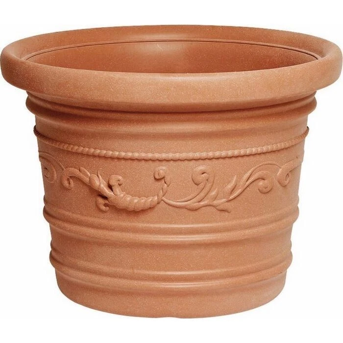 EAC Vaso Tondo Festonato Ø 40Cm in Resina colore Terracotta Doppio Bordo