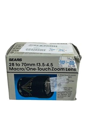 Vintage SEARS 28 to 70mm f3.5-4.5 Macro/One Touch Zoom Lens For Pentax&Ricoh - Image 1 of 4
