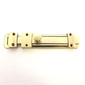 Heavy Duty Polished Brass Strong Security Door Surface Slide Bolt- 8" / 203mm  - Picture 1 of 1