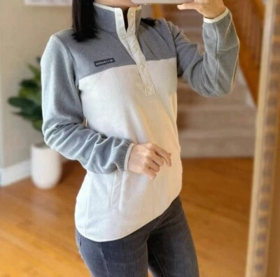 Pullover polar a presión gris tiza L canguro calentador de manos bolsillo Columbia para mujer Foto 1 de 4