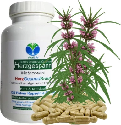 VITALLIFE Echtes Herzgespann 120 Kapseln nach Hildegard von Bingen NATUR Pur. 26865-120