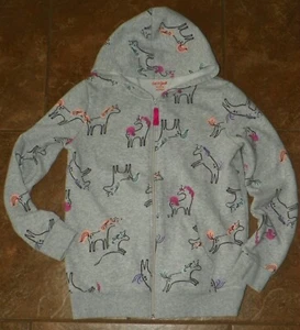 Girls CAT & JACK Gray Full Zip HOODIE Hooded Jacket Size XL 14 16 UNICORNS - Picture 1 of 4