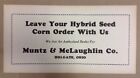Muntz McLaughlin Seed Corn Sign 1940s Holgate Ohio  INV AD04