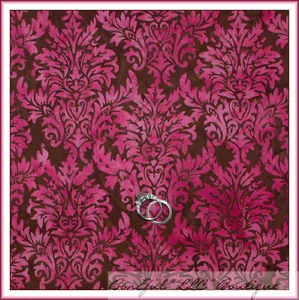 BonEful Fabric FQ Cotton Quilt BATIK Brown Pink Damask Chocolate Flower Heart UK - Picture 1 of 7