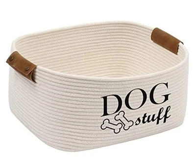 Almacenamiento de juguetes de cuerda de algodón duradero para perros, contenedor grande para perros, cama para mascotas, juguete para cachorros beige Foto 1 de 4