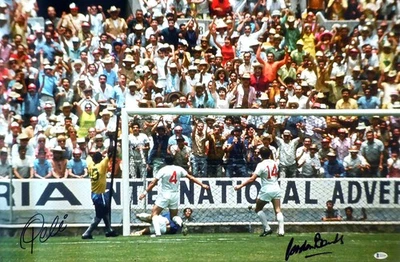 ¡OFERTA! Foto de lienzo de Pele Gordon Banks automática 20x30 mejor ahorro 1970 Copa Mundial BAS Foto 1 de 4