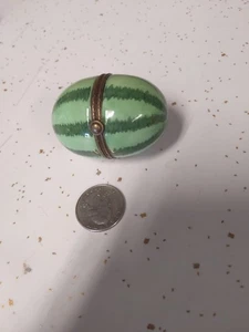 Porcelain Hinged Box  WATERMELON Green Trinket Cannon Falls Midwest  - Picture 1 of 6