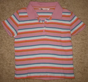 SO size medium short sleeve button striped waffle knit collared polo snug fit - Picture 1 of 2