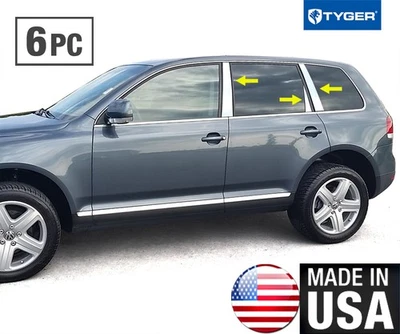 TYGER For 03-08 Volkswagen Touareg 6PC Stainless Steel Chrome Pillar Post Trim Foto 1 de 4