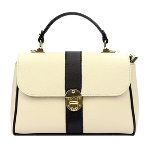 Small Italian Leather Satchel Bag Handmade Dollaro Double Compartment Purse - Picture 1 of 6