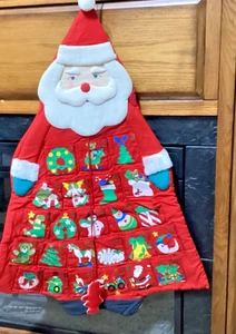 VTG Red Santa Claus Advent Calendar Christmas Countdown Santa Mover 19x28"c18 - Picture 1 of 5