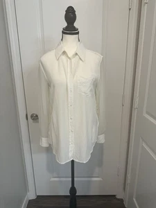 Camicetta camicia manica lunga trasparente Equipment Femme XS bianca 100% seta bottoni davanti - Foto 1 di 6