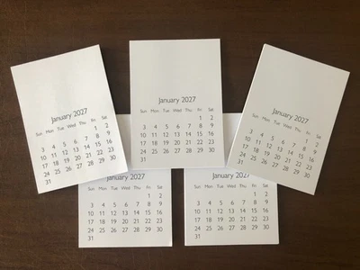 2027 空白迷你日历 3.5 英寸 x 5 英寸(R 批量 5 件)装饰、邮票、DIY、草稿 — 第 1/2 张图片