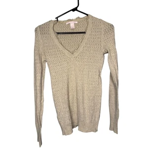 Victoria's Secret Henley-Pullover Struktur Spitze V-Ausschnitt cremefarben - Bild 1 von 4