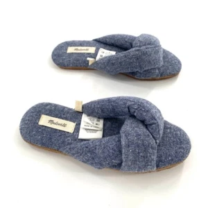 Madewell Chambray Crisscross Slippers Womens Sz 5 Blue Cotton - Picture 1 of 8