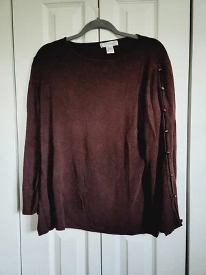 Suéter Diane Von Furstenberg Silk Assets L botão manga sino Choc. Marrom - Imagem 1 de 4