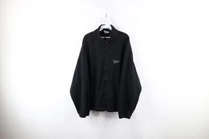 Vintage 90s Reebok Mens Medium Faded Spell Out Full Zip Fleece Jacket Black USA - Picture 1 of 10
