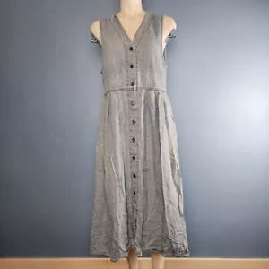 VTG Koret City Cotton Denim Sleeveless Dress SZ S Fits Med Button Front Flowy - Picture 1 of 6