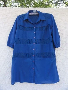 Blusa Kiss Me Misses XL cotone blu occhiello bottoni davanti come nuova - Foto 1 di 6