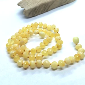 White Beads Necklace Natural Baltic Amber Beads Men and Women - Picture 1 of 4