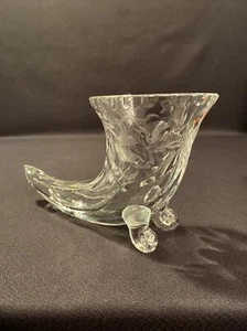 Vintage Cut Crystal Clear Glass Cornucopia Vase Horn of Plenty  - Picture 1 of 7