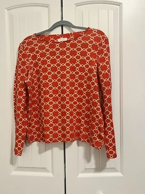 Charter Club Luxury Stretch Shirt L Orange Chain Print Long Sleeve PIMA Cotton Foto 1 de 4