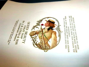 Antique Original Label, 1910s Queen Beauty bar toilet Soap wrapper, Lynas & son - Picture 1 of 2