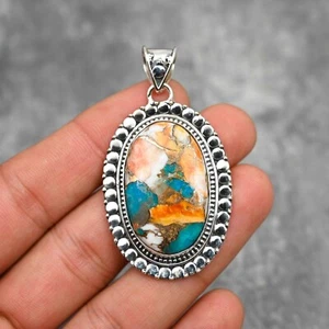 Multi Copper Spiny Oyster Gemstone Pendant Handmade Jewelry 925 Sterling Silver - Picture 1 of 5