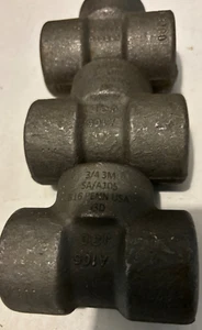 3/4" Class 3000 (3M) Threaded NPT Tee Forged Steel A105 Pipe Fitting (Lot of 3) - Picture 1 of 4