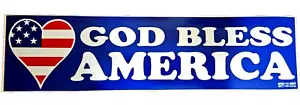 God Bless America Red White & Blue Heart USA Flag Vinyl Bumper Sticker 11.5" X 3 - Picture 1 of 3