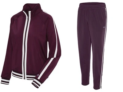 New Champion Womens Fitness Tracksuits Jacket & Pants Maroon/White Size S - Image 1 of 4
