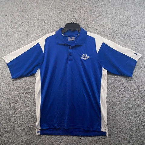 Seton Hall Pirates Polo Shirt Adult Medium Blue White Under Armour Heatgear Mens Cover