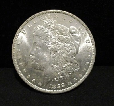 1889 Morgan Silver Dollar - UNC. - Vam 19 A! Bar Wing!     ENN COINS - Image 1 of 3