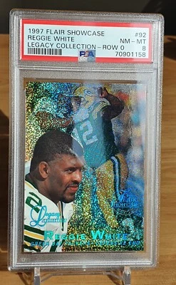 1997 Flair Showcase Legacy Collection Row 0 Reggie White 84/100 Rare HOF PSA 8  - Image 1 of 4