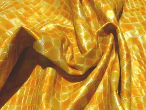 calfskin leather partial hide Orange Marmalade Embossed Crocodile glossy finish - Picture 1 of 7