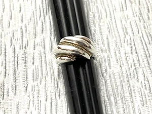 VINTAGE TIFFANY & CO. STERLING SILVER 14KT GOLD WAVE RING SIZE 6 - Picture 1 of 12