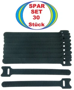30 Klettkabelbinder ECO 150 x 22 mm schwarz Kabelbinder Klettband Kabelklettband - Picture 1 of 5
