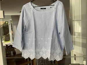 Bonita, tolle, leichte Sommer-Bluse mit Spitze, blau/weiß, Gr. 38/40 NEU! - Bild 1 von 2