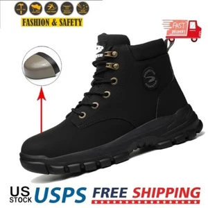 Mens boots Work Shoes Protective Boots Steel Toe Comfortable Hiking Boots - Picture 1 of 28