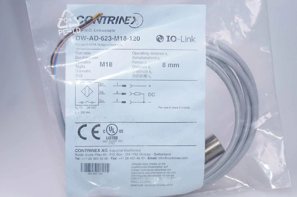 Contrinex Dw-Ad-623-M18-120 Sn 8mm Inductive Sensor Ovp New - Image 1 of 1