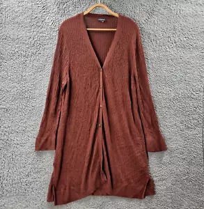 Autograph Womens Cardigan Plus Size 14 Brown Rib Knit Long Sleeve V-Neck - Picture 1 of 14