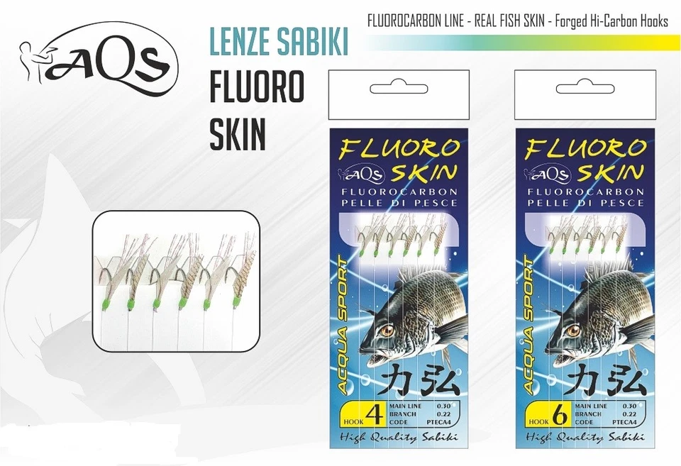 SABIKI PESCA FLUORO SKIN FLUOROCARBON E PELLE DI PESCE TERMINALE BOLENTINO MARE